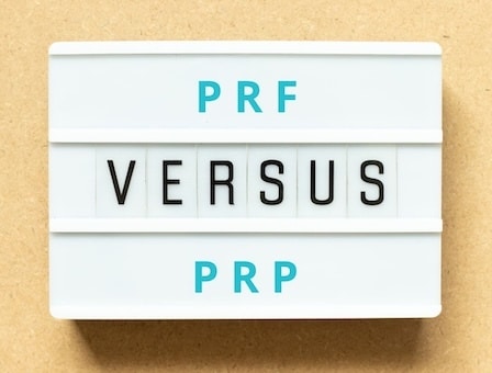 PRF vs PRP comparison showing difference between platelet-rich fibrin and platelet-rich plasma treatments